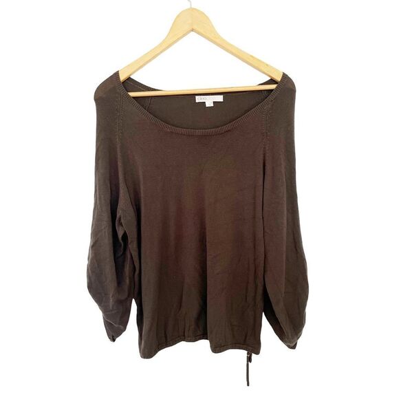 Cleo Brown Boatneck Long Sleeve Lightweight Sweater - Picture 1 of 6